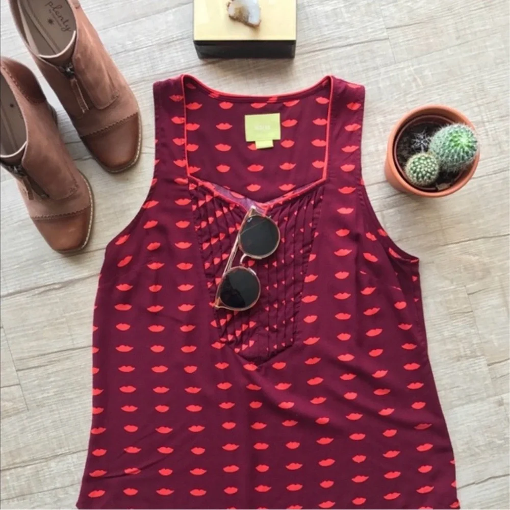 💋NEW! Anthropologie Maeve Amory lips tank - Picture 2 of 6